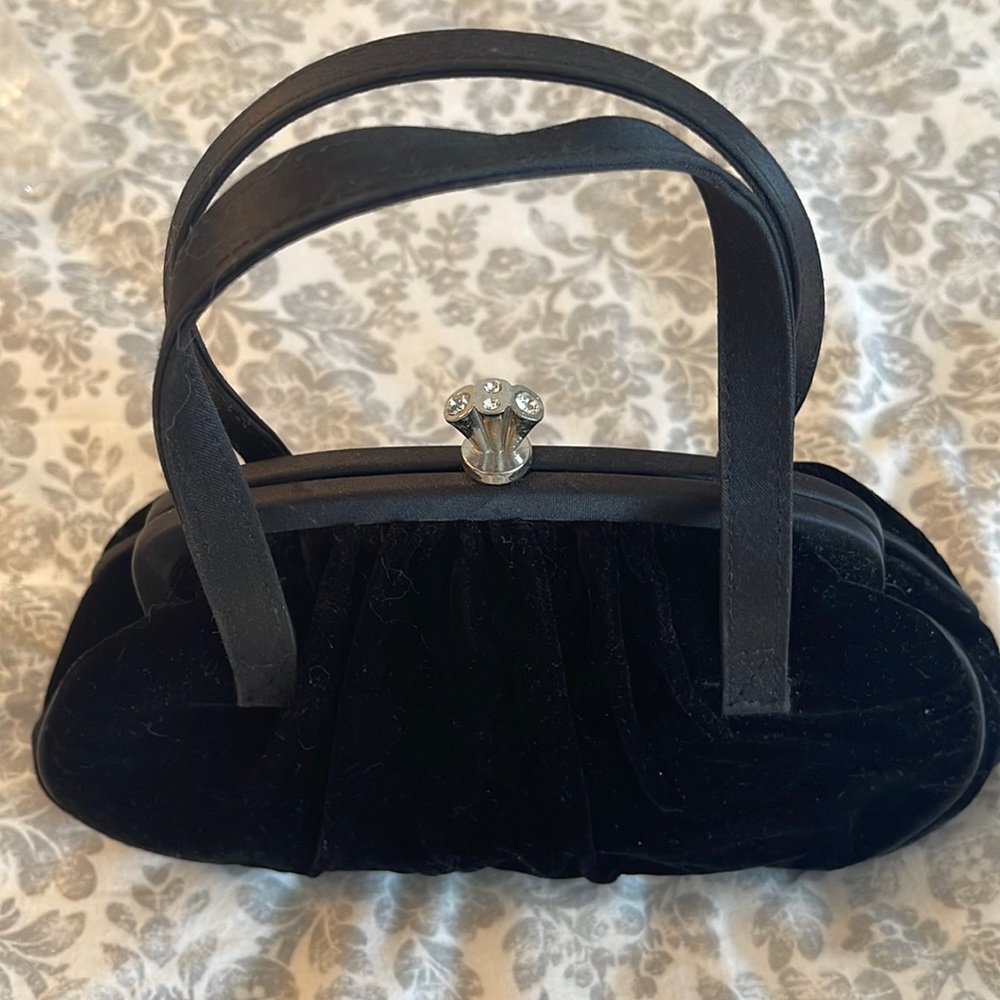 La Regale Black velvet purse